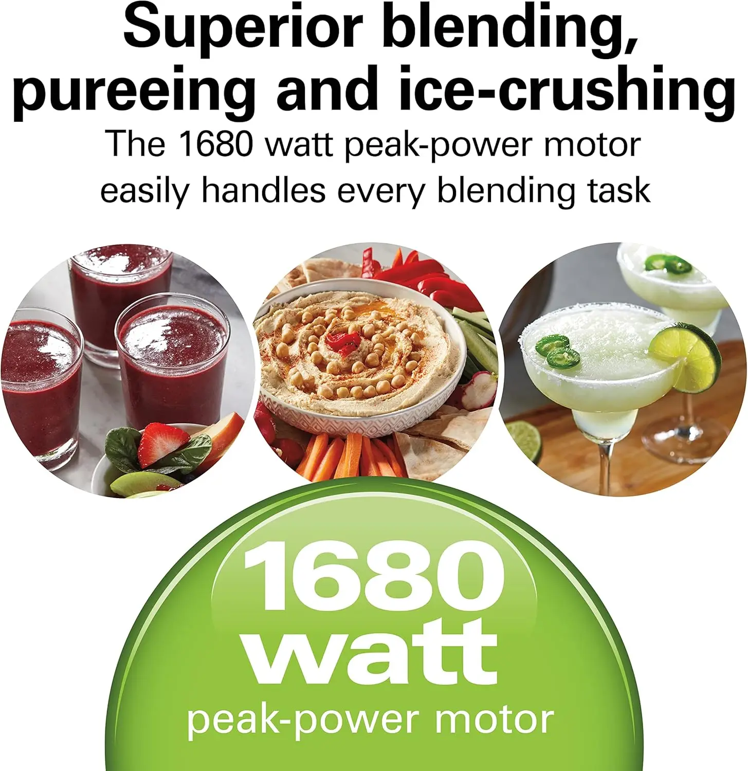 PowerMax Professional-Performance Blender for Shakes and Smoothies, Puree and Ice Crush, 48oz BPA-Free Glass Jar, 1680 Peak
