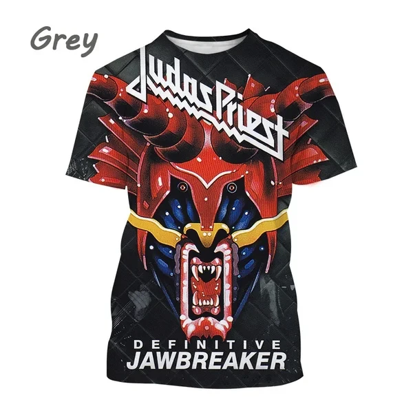 Men Short Sleeve Vintage T-shirt Metal Judas Priest Band 3D Print
