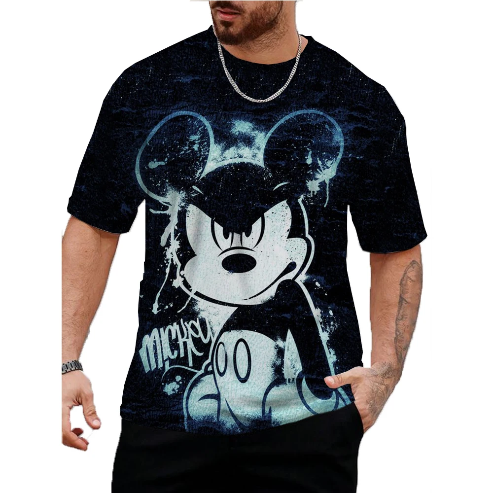 

Summer Disney Mickey Mouse Print Men's T Shirts Cartoon Pattern Loose O-Neck Short Sleeve Tops Streetwear Tee Shirt Kids
