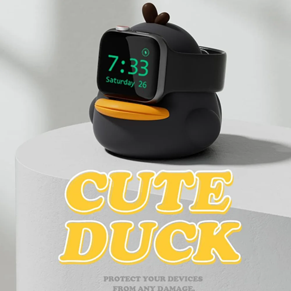 Silicone Watch Charger Stand for Apple Watch Series49/45/41/38mm iWatch Ultra2/Ultra/9/8/SE2/7/6/SE/5/4,Cute Duck Silicone Charg