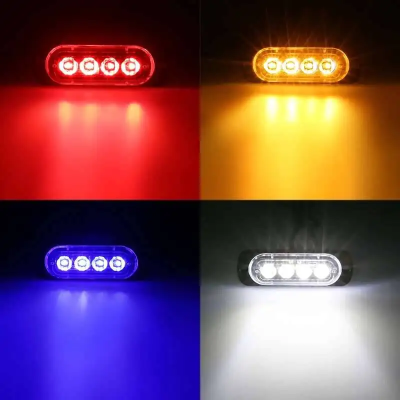 LED Warning Grill No Strobe Breakdown Emergency 4LED 12V Trailer Beacon Lamp LED Side Light For Car Truck Strobe Light