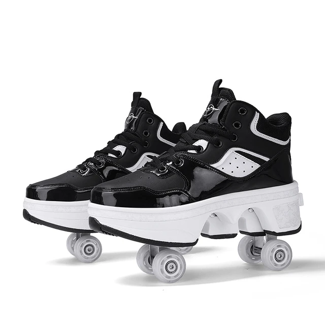 Chaussures de patin à roulettes de déformation portables, baskets à  roulettes Parkour, chaussures de course à quatre roues, chaussures unisexes  pour enfants - AliExpress