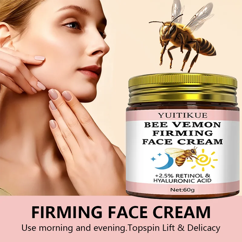 Bee venom firming cream with 2.5% retinol and hyaluronic acid, moisturizing, firming and lifting, suitable for all skin types