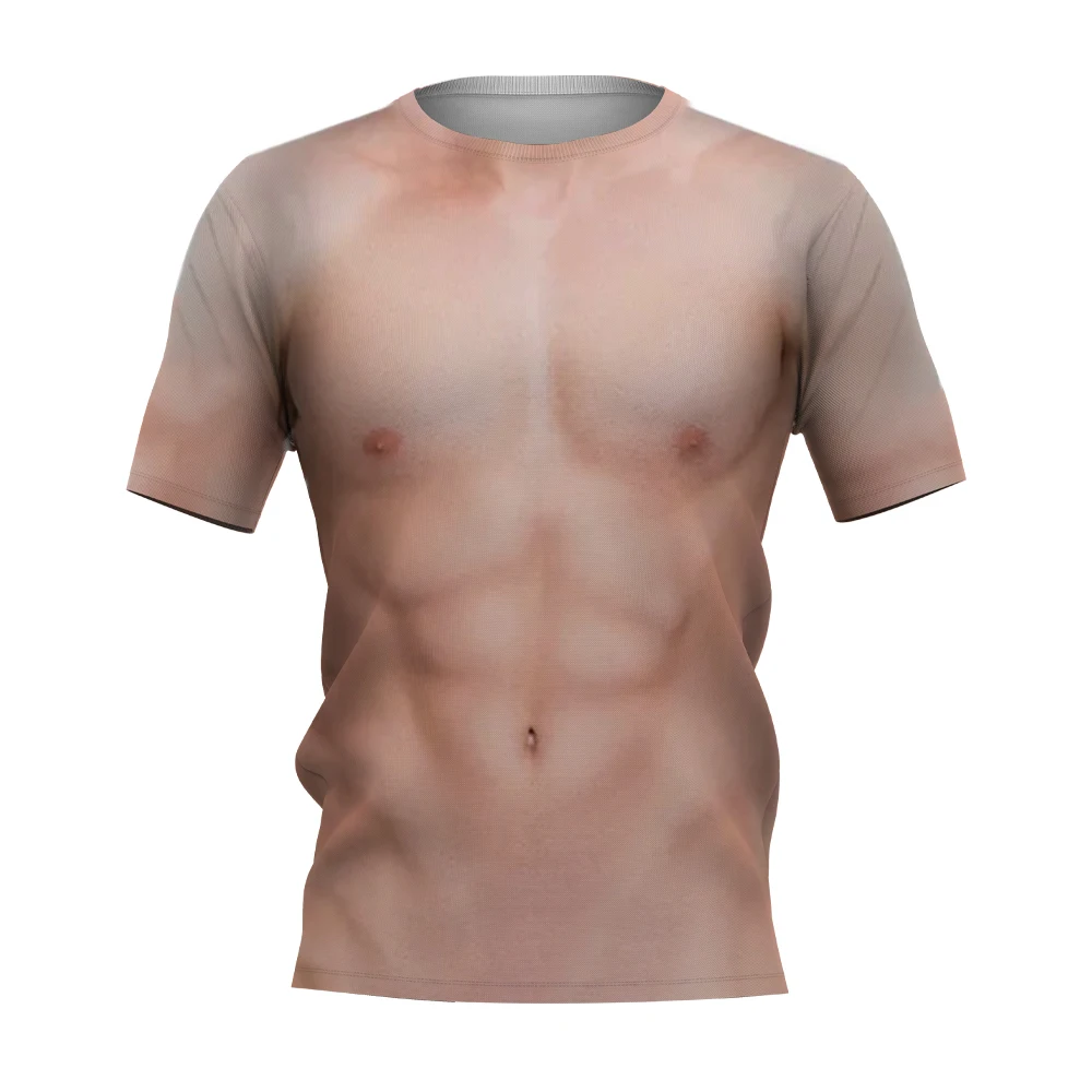 

New Muscular Men's 3d Printed T-Shirt Fashionable And Fun Short Sleeved O-Neck Men's Clothing T-Shirt Street Punk Casual Men
