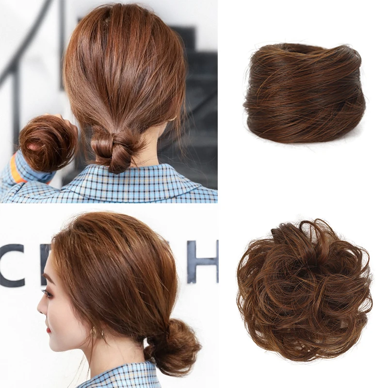 LUPU Messy hair Strands Naturally Curly Ponytails Fluffy Donuts Upright hair Strands Messy hair Strands are Suitable for Women