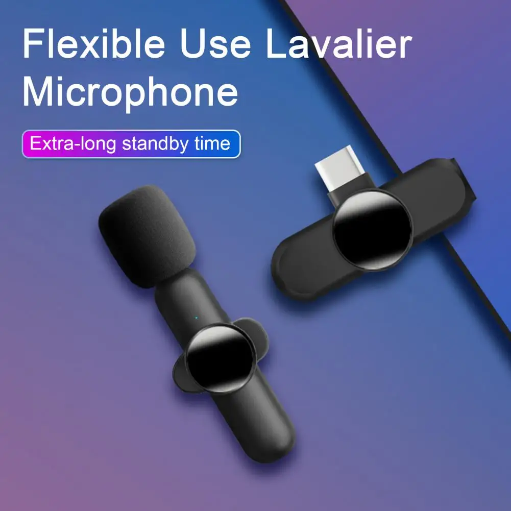 

Wireless Lavalier Microphones Noise Reduction 20m Signal Range Clear Sound Quality Clip Mic for Recording