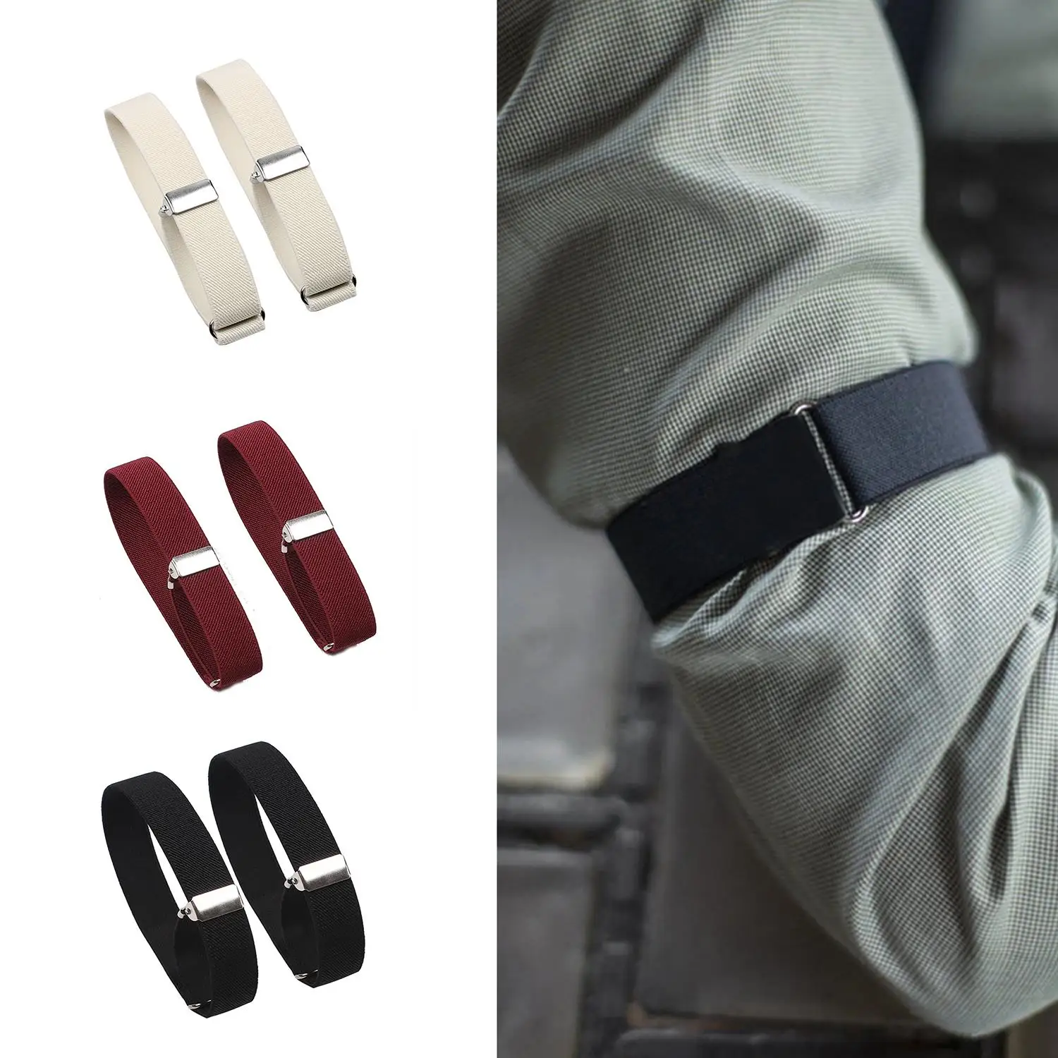 Business Elastic Adjustable Shirt Sleeve Garter Strap Arm Band Sleeve Bracelet Anti-Slip Cuff Holder Armband Wedding Accessories
