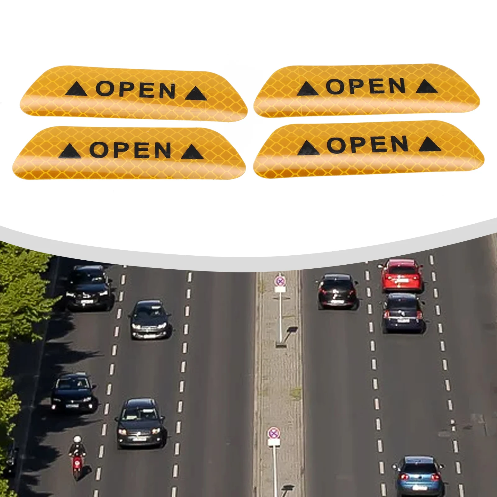

4Pcs/Set Car Door Stickers DIY Car OPEN Reflective Tape Warning Mark Reflective Open Notice Bicycle For Car Accessories Decals