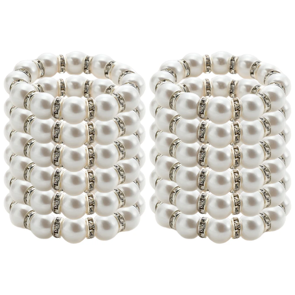 

12 Pcs Napkin Holder Elastic Rhinestone Rings Buckle Flower Garland Decorations