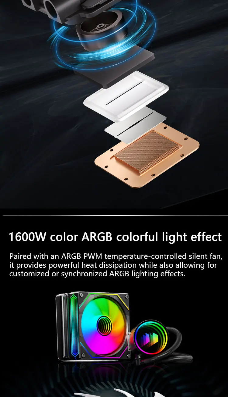 Poseidon mirror 120 120MM All-in-one Water Cooling Infinity mirror Cold head des