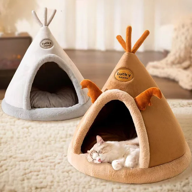 Dog Nest Warm Dog Bed Four Seasons Universal House Type Triangle Tent Closed Cat Nest Dog House Cat Mat Dog Mattress  Cat Bed 4
