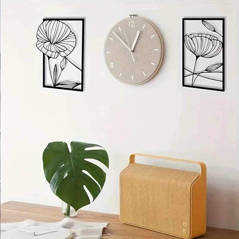 

Hello Young 4pcs Metal Flower Home Decoration Flower Abstract Wall Hanging Sculpture Minimalist Wall Decoration Home Wall Art