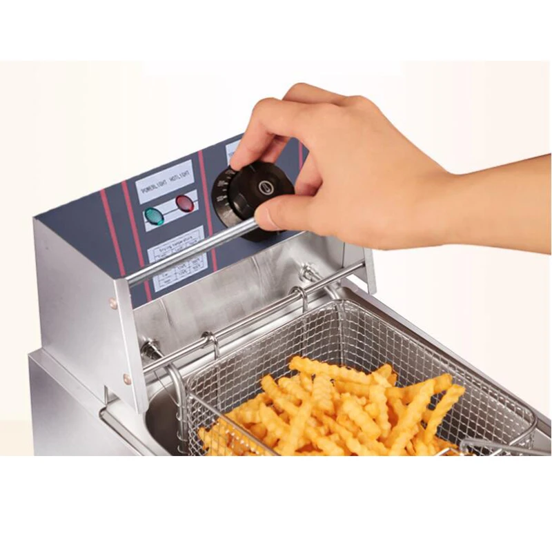 Stainless Steel Commercial Electric Deep Fryer Stove Single Cylinder Smokeless Chicken Dough French Fries Frying Machine 3