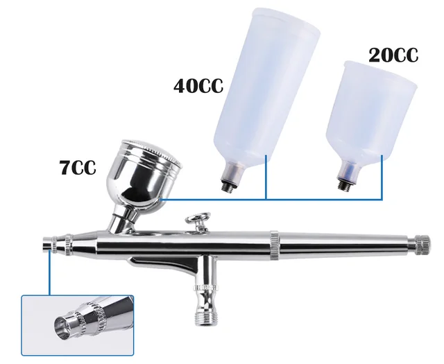 Dual Action Airbrush Kit Gravity Air Brush Gun with 0.3/0.5mm