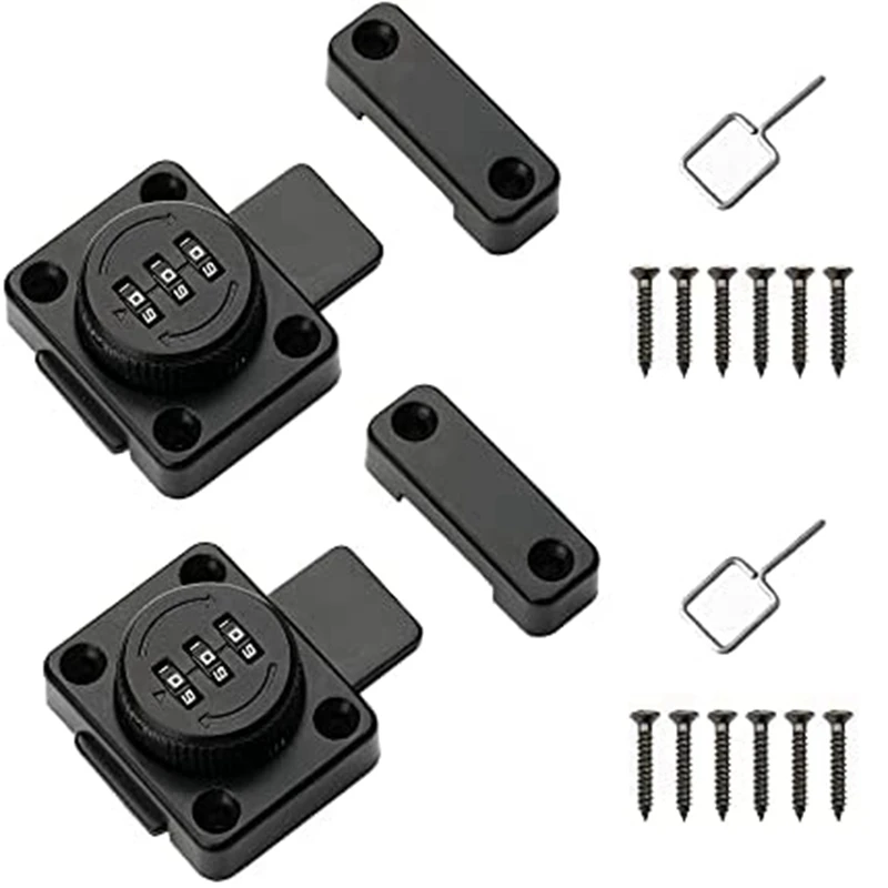 

2 Pack Keyless Cabinet Lock Black Cabinet Locks Zinc Alloy Cabinet Latch, Combination Latch, Combination Lock