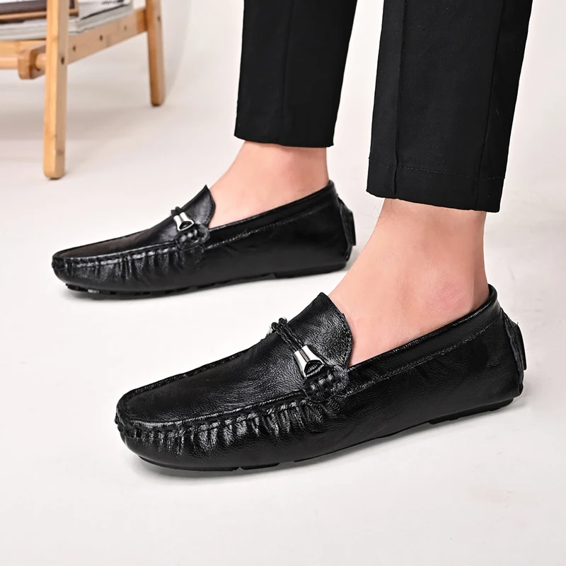 

Business Leather Shoes for Men slip on Handmade Casual Moccasin Shoes Soft Bottom Loafersmen Comfortable Male Footwear