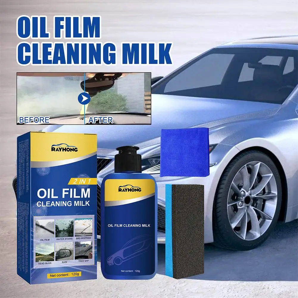 

2 In 1 Car Oil Film Cleaner Automotive Oil Film Cleaning Film Oil Cleaning Wiper Film Wiper Windshield Oil Gum Stains Clean T8S1