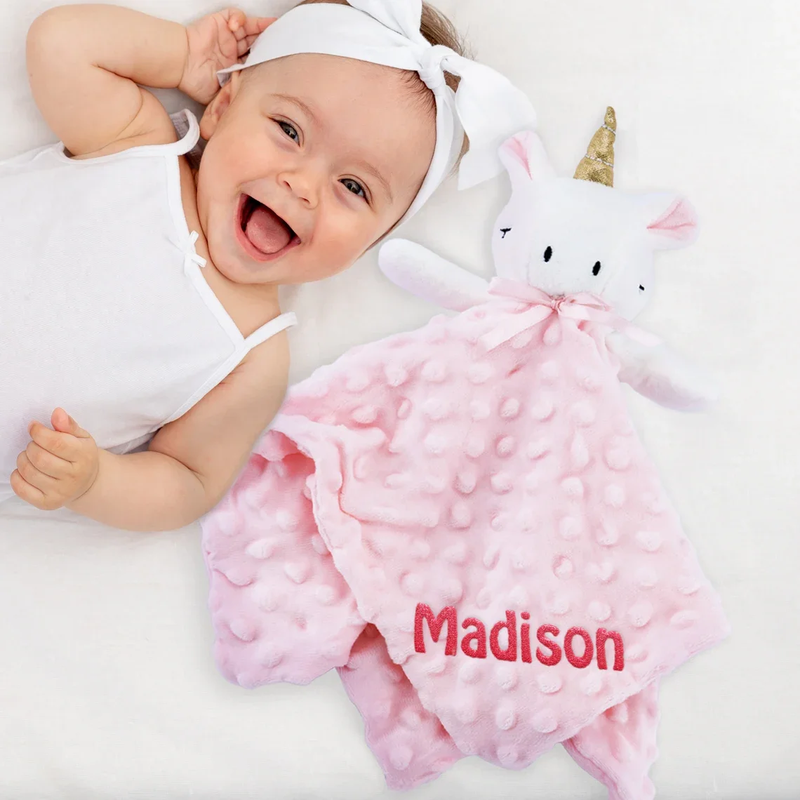 Custom Blanket Personalized Names Baby Comforter Blanket Animal Security Soothe Appease Towel Soft Plush Newborn