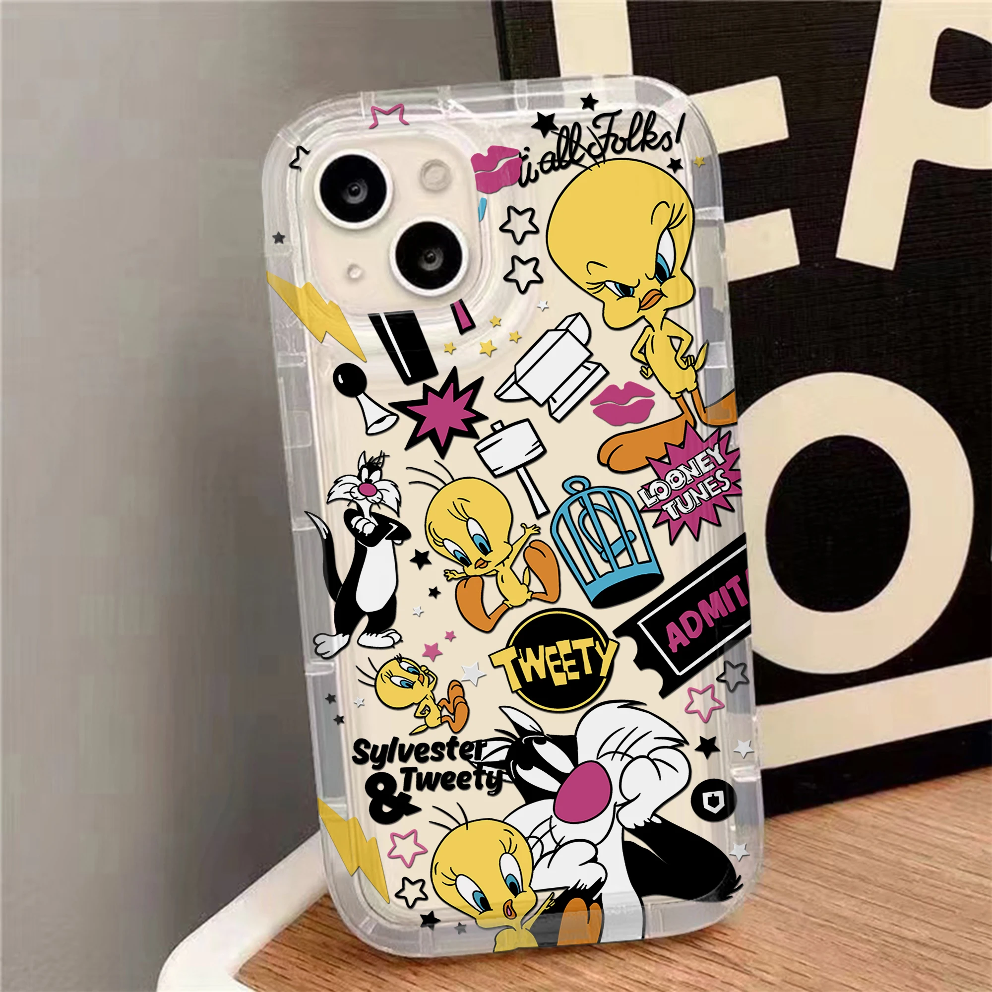 Cartoon Tweetys Bird Airbag Anti-Fall Clear Phone Case