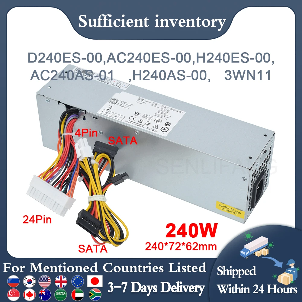 Genuíno Novo para Dell Optiplex 390 790 990 3010 7010 9010 240w Psu D240es00 Ac240es-00 H240es-00 Ac240as-01 H240as-00 03wn11