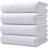 Microfiber Oversize Quick Dry Lint Free Bath Towel, 60 x 30 in, 4 Pack (White, Waffle Weave) 2