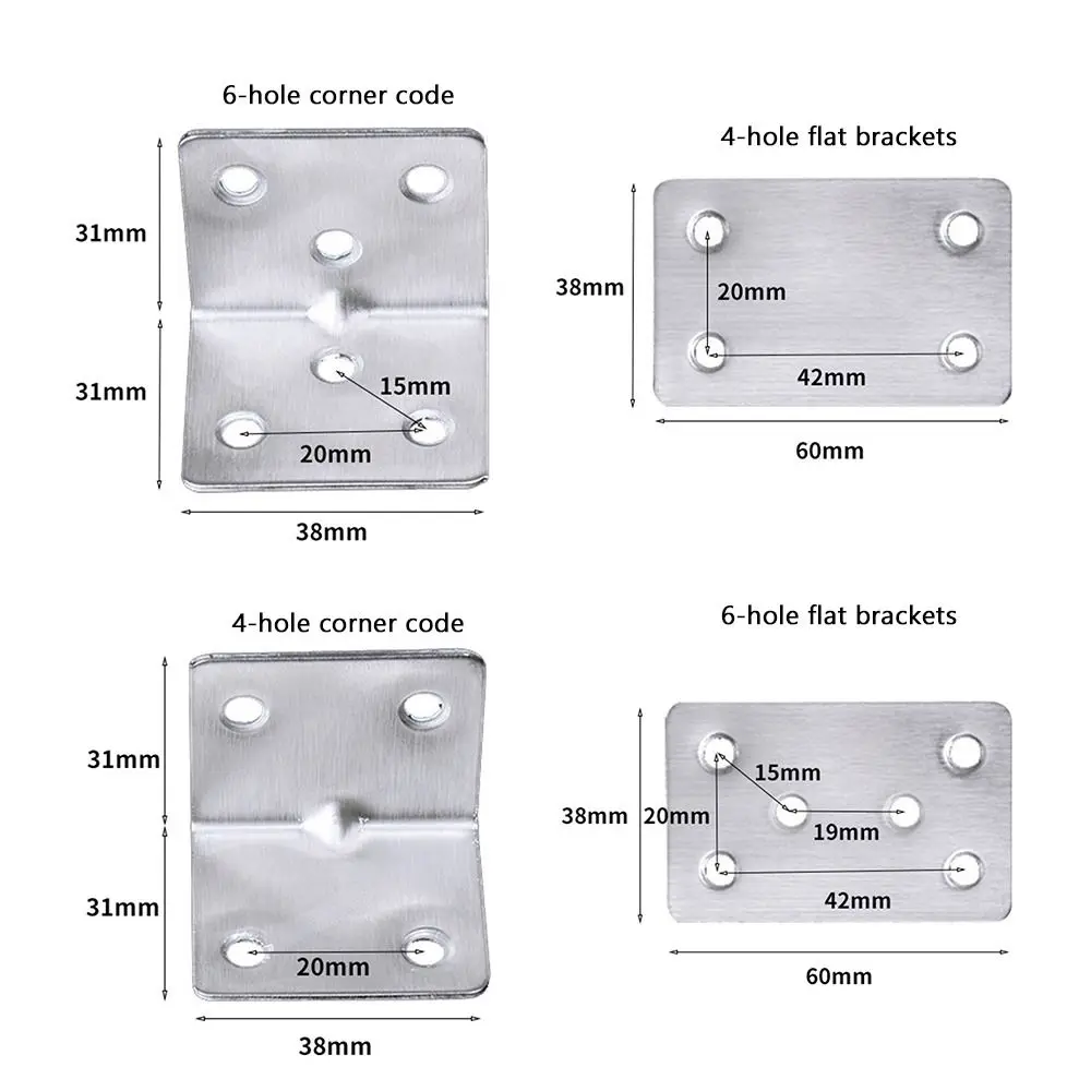 Description Picture 3 of item5Pcs/set Furniture Corner Connector Corner Bracket Right Angle Support Stainless Steel L-shaped Corner Stand Supporting