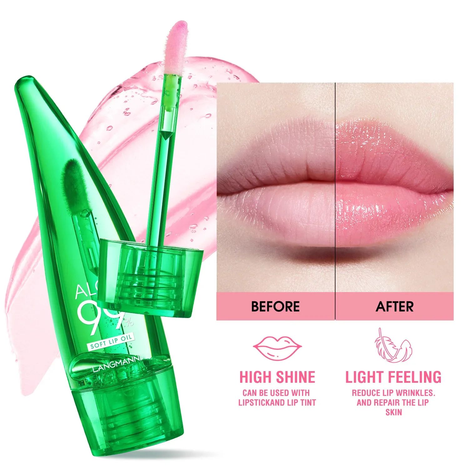 Lip Makeup Natural Aloe Lipstick Lip Tint Long Lasting Waterproof Moisturizing Nourish Color Lip Gloss Changeable Color Oil Balm