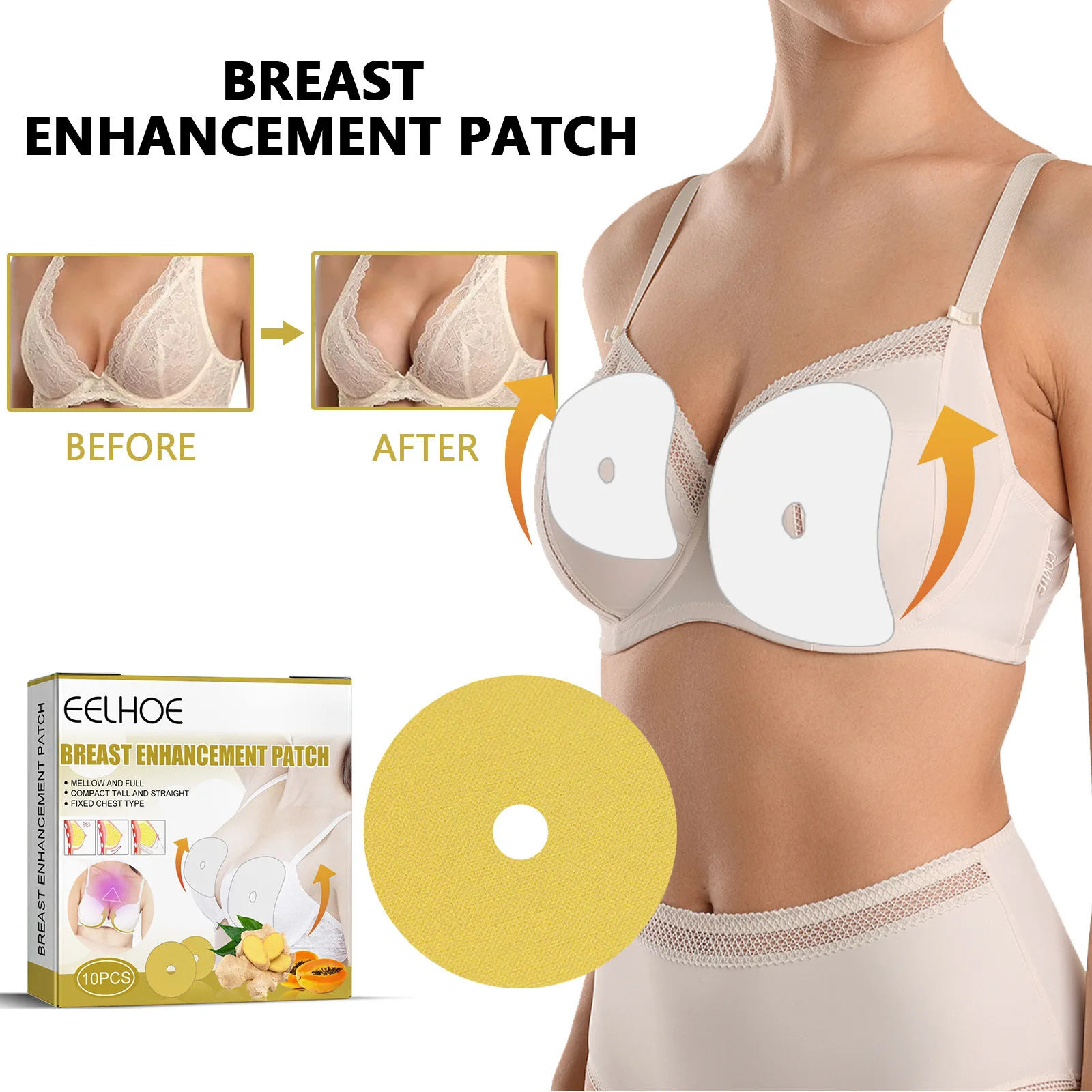 Breast Enhancers Pads 10pcs Plant Ingredients Breast Patches Care Lifting Firming Bust Enlargement Lifting Patch Sexy