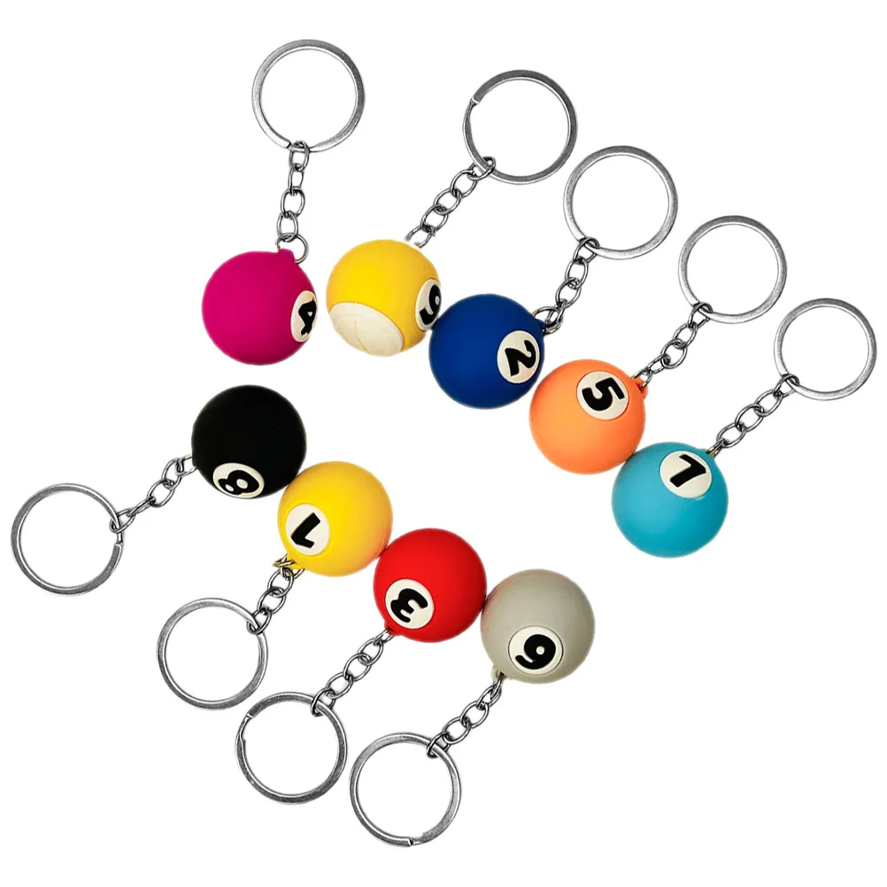 

9 Pcs Key Rings Ball Keyring Charms Billiards Keychain Gift Novelty Keychains Pool Gifts