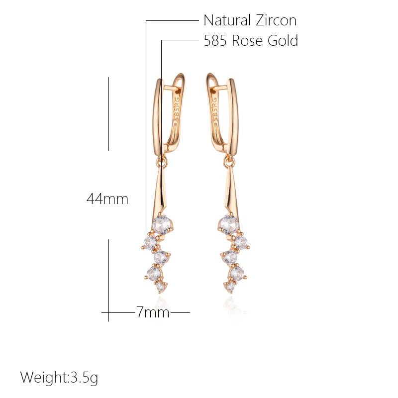 Kinel Luxury Natural Zircon Micro Wax Mosaic Long Pendant