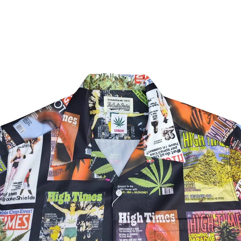 Retro Rayon Print Poster Pattern Hawaii Short Sleeve Shirt Summer Mens Womens Fashion WACKO MARIA Shirt 3