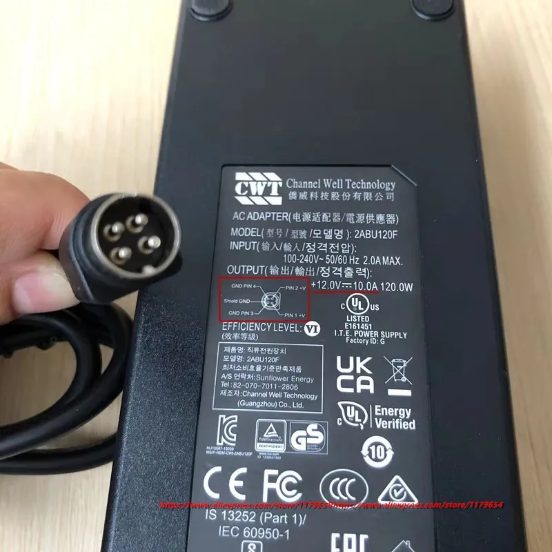 Genuine CWT 12V 10A 120W 4PIN AC Adapter Charger for PGB
