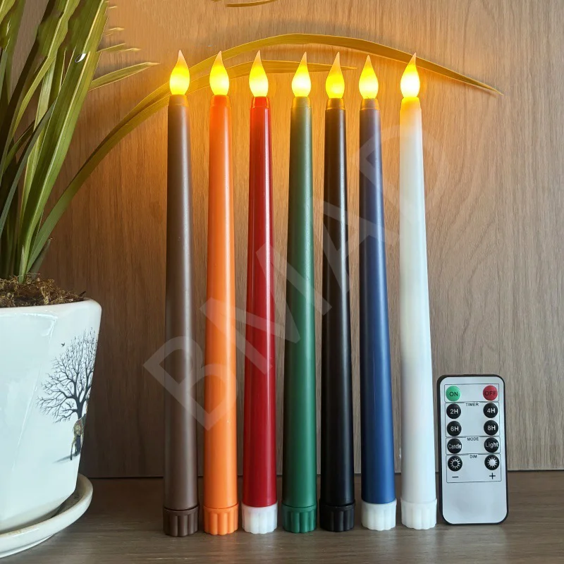 6PCS LED Flameless Electronic Candles Battery Powered Taper Long Candle Light for Halloween Party Home Decoration Flashing Lamp