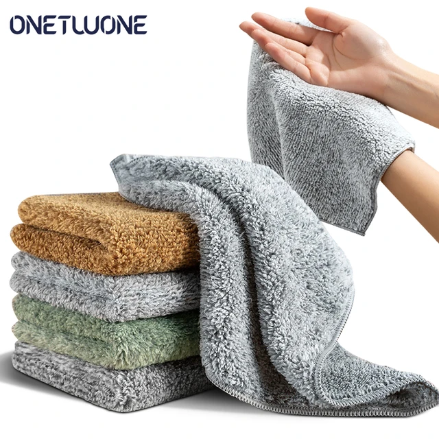 1/3pcs Bamboo Charcoal Kitchen Towel Soft Fluff Tags Non-stick Oil Kitchen  Cleaning Towels Dishwashing