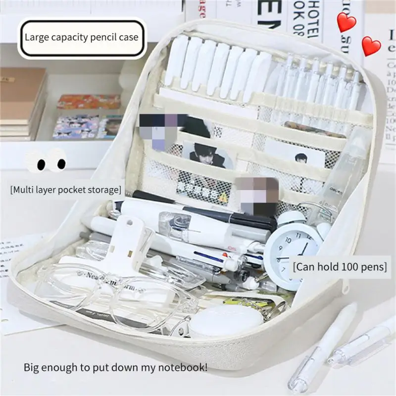 

Transparent Pencil Bag Stationery Case Pencil Pouch Aesthetic Large Capacity Pen Case Girl Zipper Storage Case School Supplies