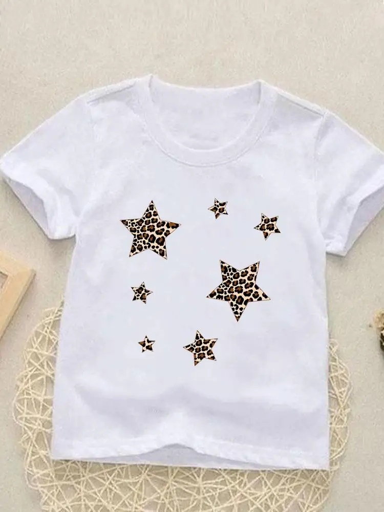 

Kids Tees Tops Short Sleeve Leopard Star Love Cute Fashion O-neck Girls Boys Summer Cartoon Outfits T-shirts Children Clothes