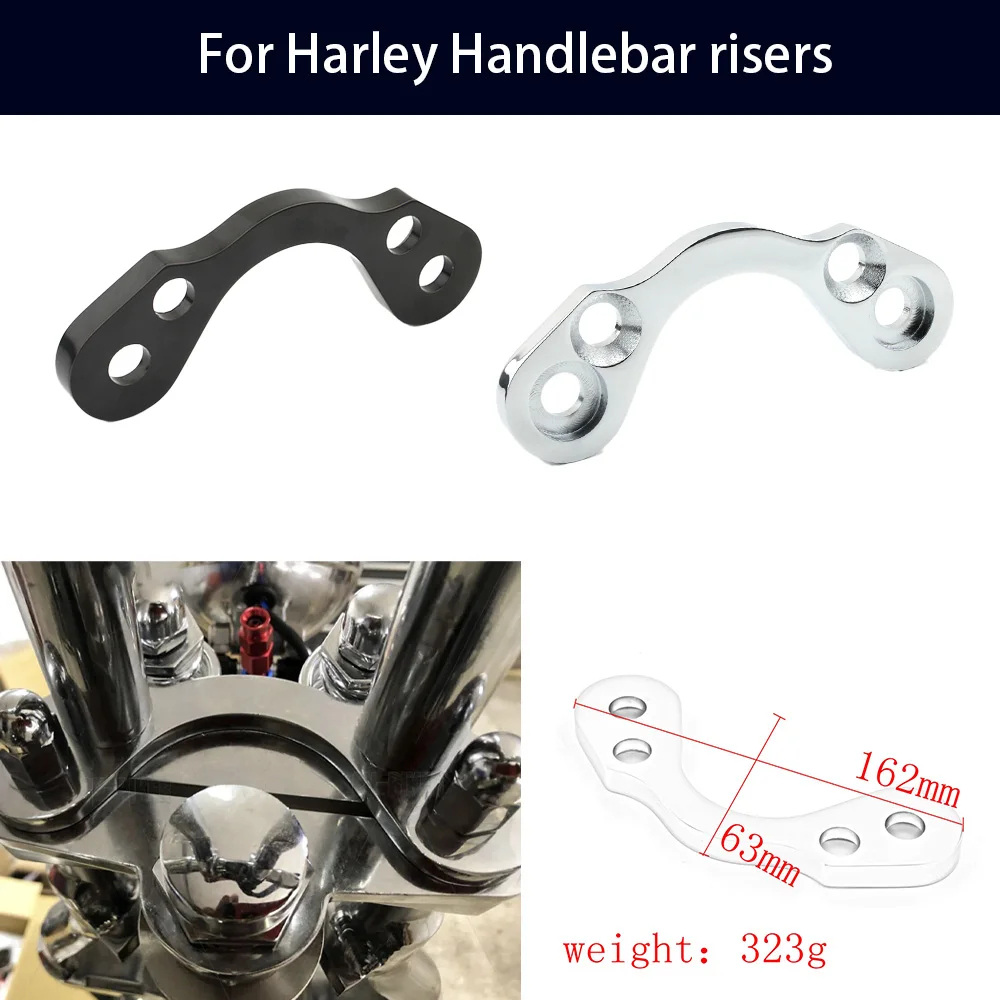 Stainless Steel 1" Handlebar Riser Clamps – 2.5" Rise For Bobber & Chopper
