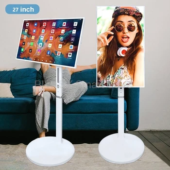 Tablet Mobile Batteria da 27 pollici Android Smart TV Video Fitness Girevole Touch Screen Mobile portatile con supporto da pavimento interattivo 1