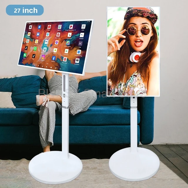 Tablet Mobile Batteria da 27 pollici Android Smart TV Video Fitness Girevole Touch Screen Mobile portatile con supporto da pavimento interattivo 1