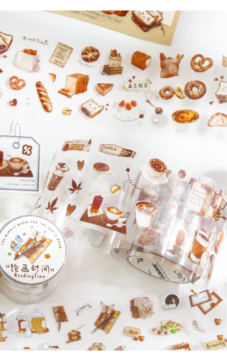 Journal GO 5 x 200 cm süßes Abdeckband, niedliches Cartoon-Snack-Eiscreme-Abdeckband für DIY Scrapbooking, die Kartentagebuch herstellen – Detail 7