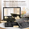 Makeup Travel Lighted Case with Large LED Light Mirror Coetic Bag Organizer Professional Adjustable Divider Storage, Waterproof 6