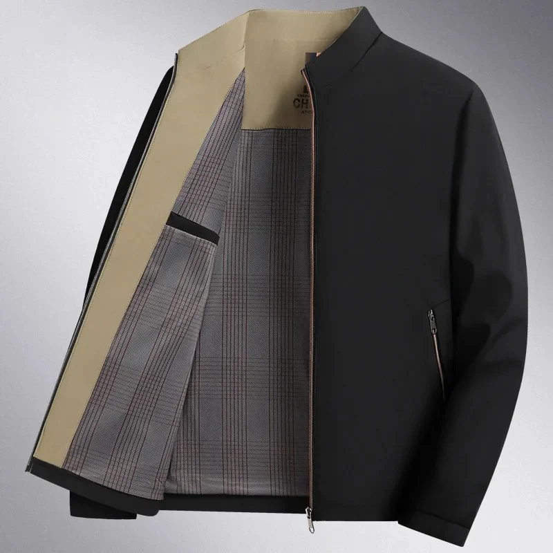 سترة خفيفة الوزن بياقة قلابة للرجال في منتصف العمر...