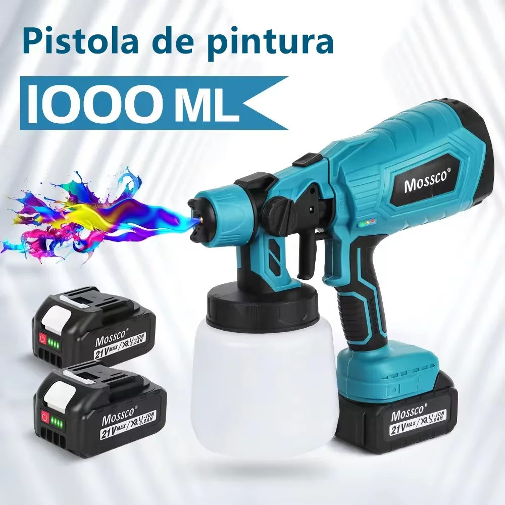 1000MLCordlessElectricSprayGunHighPowerHVLPPaintSprayerAuto