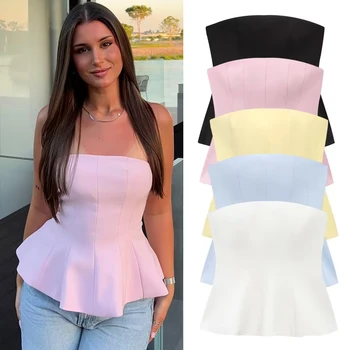 Women's Tube Tops Summer Strapless Corset Tops For Women Sexy Off-Shoulder Top 2026 New Women Fashion Casual Party Clubwear 1