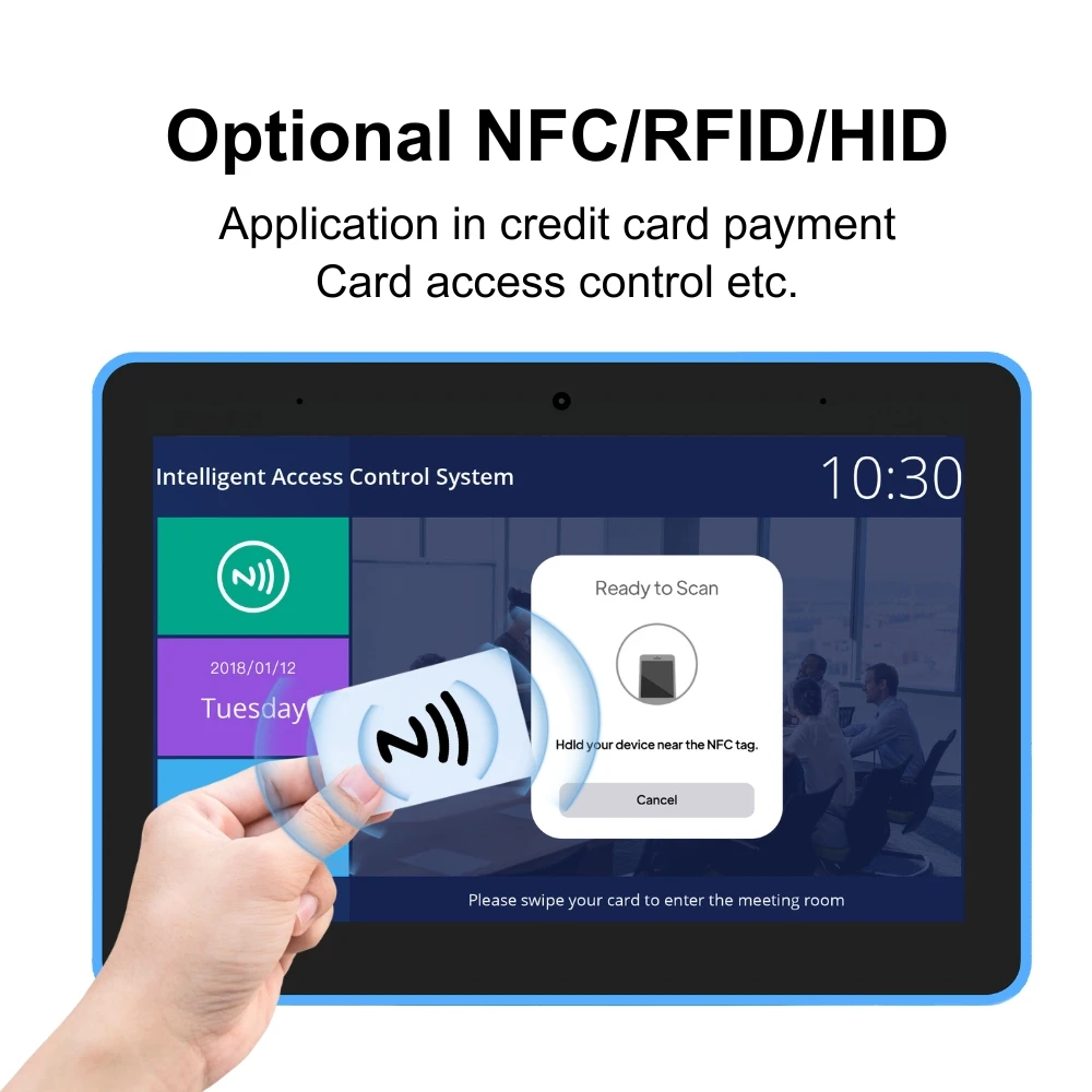 8 인치 안드로이드 NFC 벽 마운트 태블릿 POE 터치 스크린 회의실 안드로이드 11 태블릿 2+16GB 주변 Led 라이트 태블릿 PC