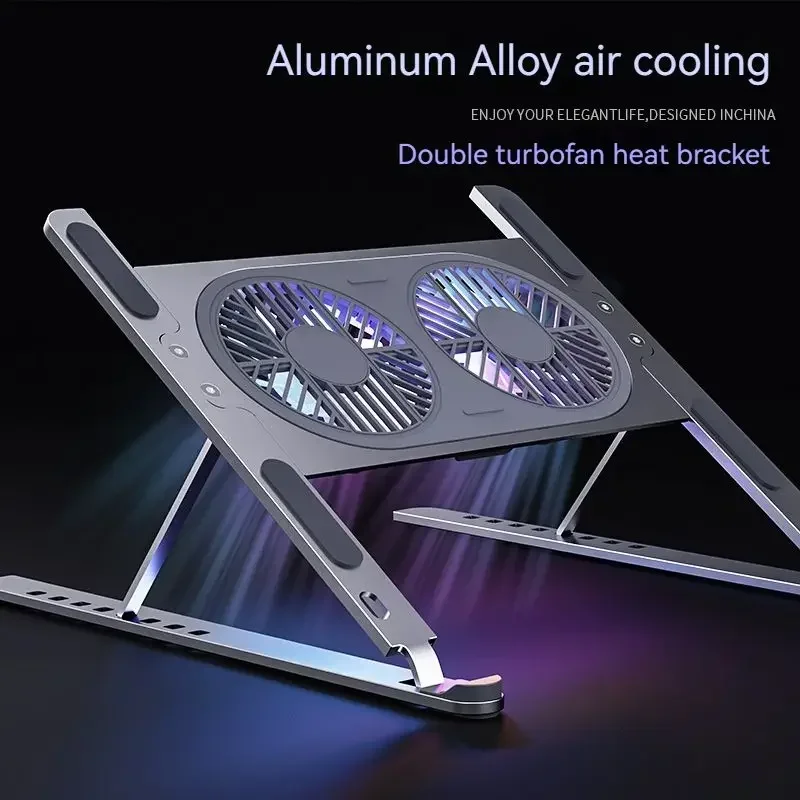 Suporte de Alumínio Ajustável para Laptop Mesa Dobrável Ventilador Mudo Suporte para Notebook Computador Macbook Pro Air pc Ipad Tablet