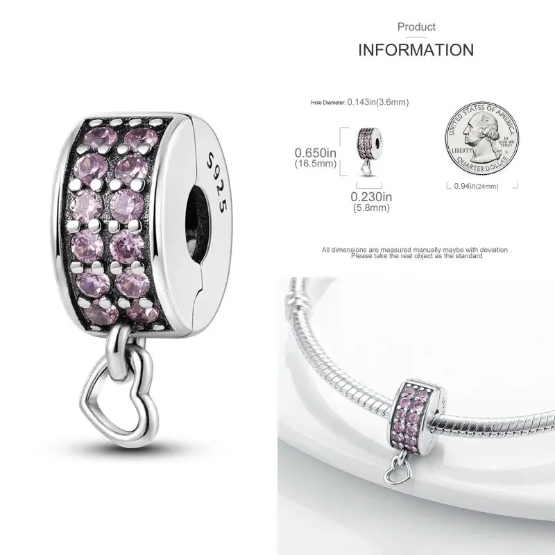 Silicone Spacer Beads 925 Sterling Silver Colorful Zircon Cat's Claw Charms Beads Fit Original Bracelet Fine DIY Jewelry - Image 4