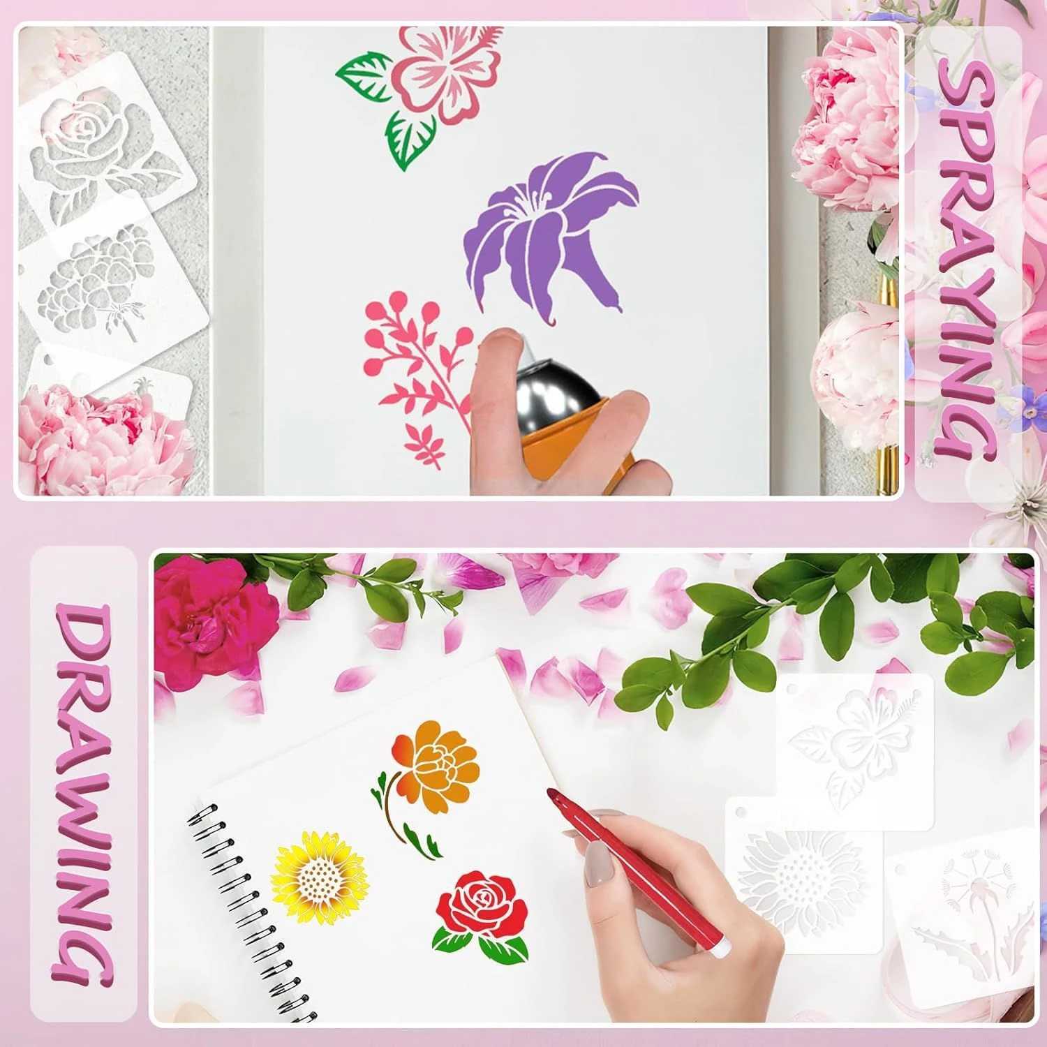 20 개/대 꽃 공예 DIY 레이어링 스텐실 실용적인 벽화 스크랩북 색칠 엠보싱 앨범 장식 예술 템플릿