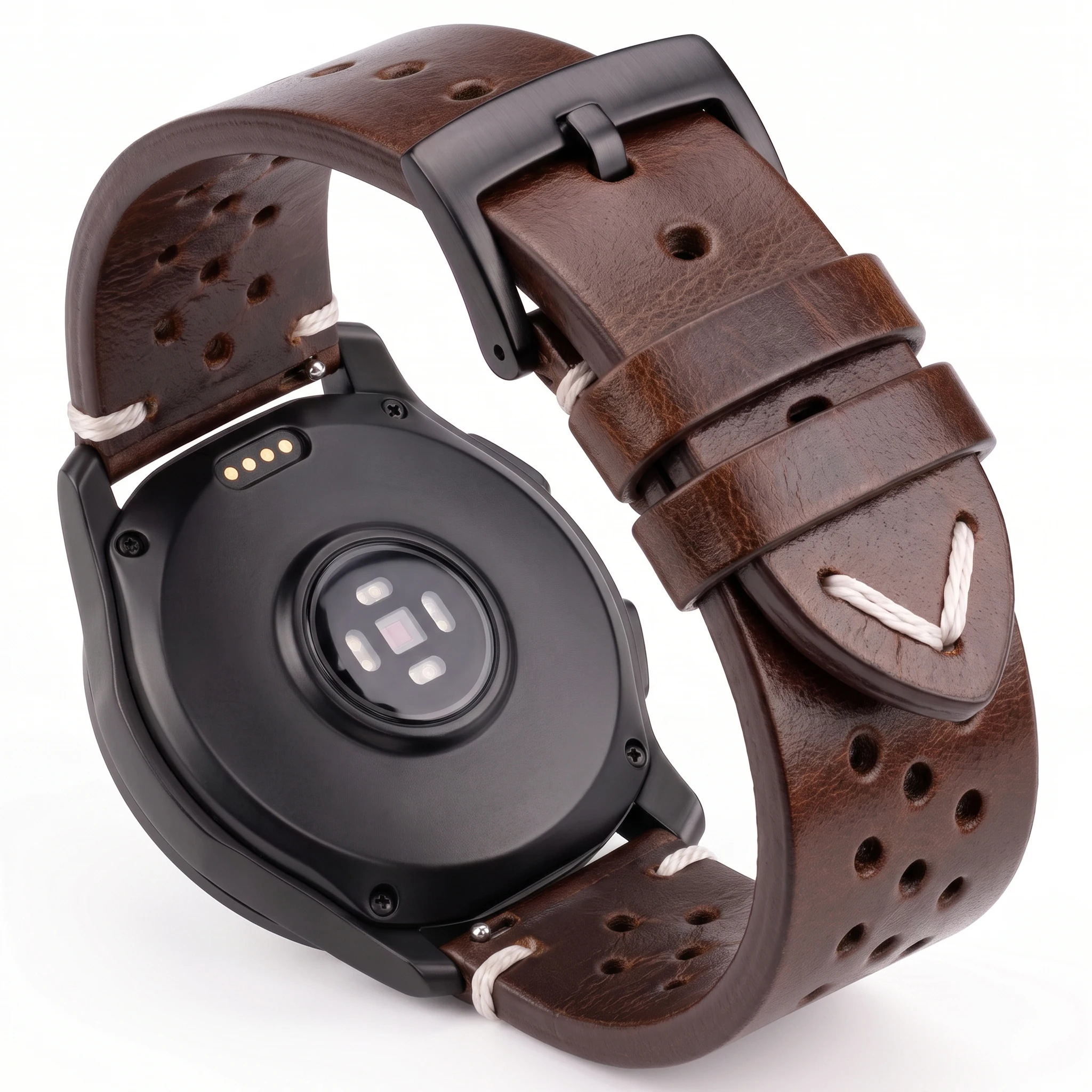 Luxurious Top Grain Oil Wax Leather Watch Strap with Quick Release