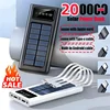 200000mAh Solar Power Bank Large Capacity USB 4 in1 Super Fast Charging USB TypeC LED Light Outdoor Power Bank For Xiaomi iPhone 2